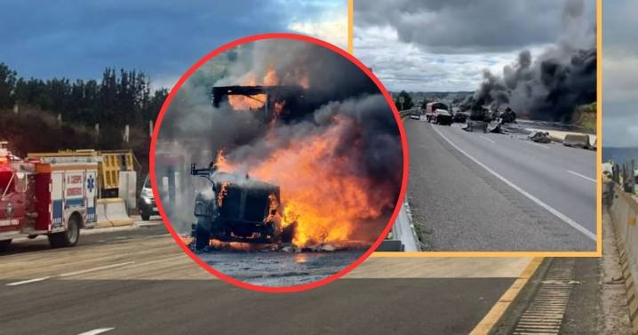 Se registra gran incendio en autopista México-Puebla tras choque de pipa con diésel