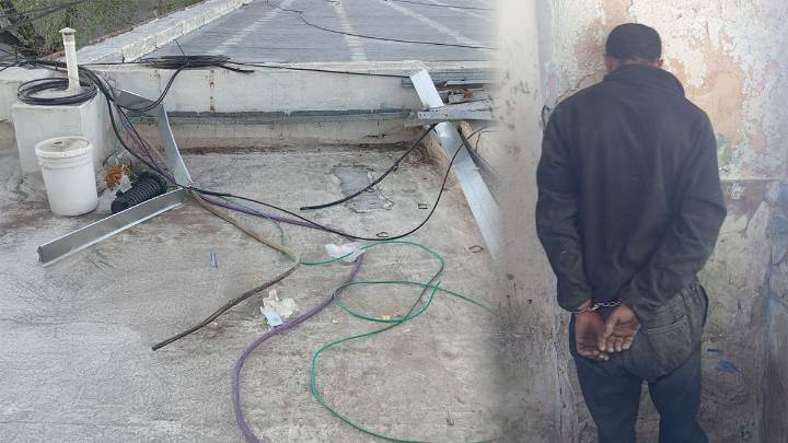 Intentó robar cables del techo de un banco y fue detenido en pleno acto