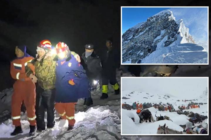 Hundreds of Mount Everest hikers rescued after snow, storm strands them on world's highest mountain -