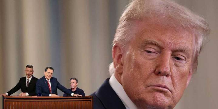 Circle smirk: Late-night luminaries join forces, still can't zing Trump