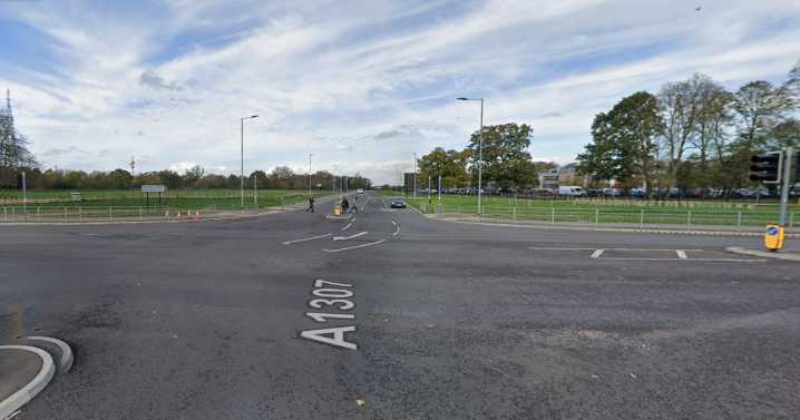 Man rushed to hospital with serious injuries after Mercedes crashes into roundabout