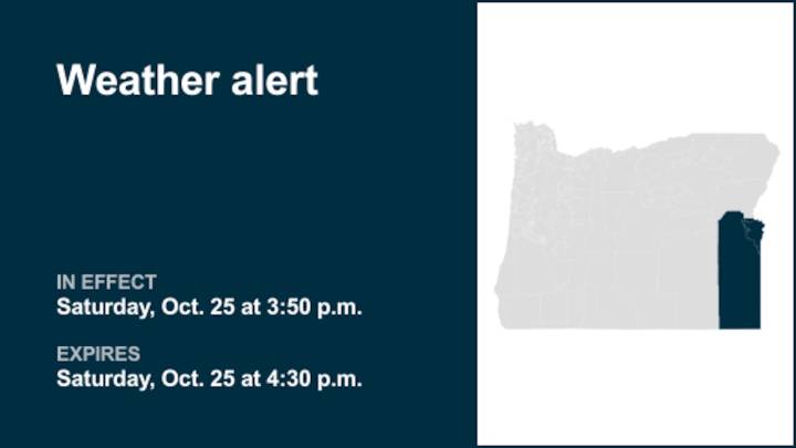 Weather alert for Oregon Lower Treasure Valley and Malheur County early Saturday evening