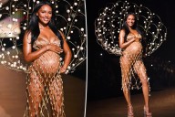 Jasmine Tookes puts bare baby bump on full display as she opens 2025 Victoria’s Secret fashion show