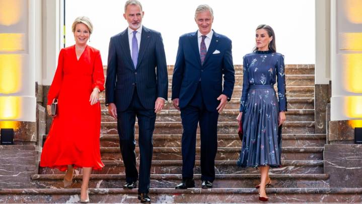 Queen Letizia in Armani, Queen Mathilde in Dior for Europalia España