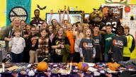 Shelby Harris and Jamari Thrash surprise fourth grade class with a Halloween Visit