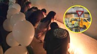 Con globos, velas y flores: Así fue emotiva velatón por niño de 10 años que murió en choque a furgón escolar