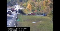 Overturned commercial truck shuts I-87 lanes in northern Saratoga County