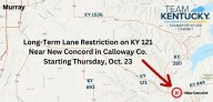 Year long lane restriction coming to KY 121 in Calloway County