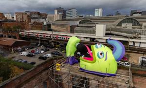 Inflatable monsters named after celebs decorate town for Halloween
