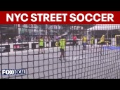 Times Square transforms into a pop-up soccer pitch in New York City