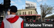 Pro-Hamas message painted over Fitzroy billboard on anniversary of October 7 attacks
