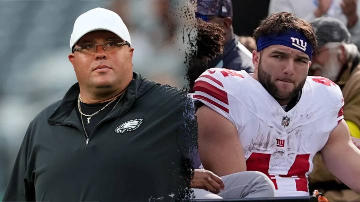 NFL news: Eagles' 'Big Dom' DiSandro visits Giants' Cam Skattebo with food
