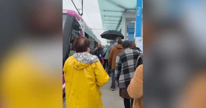 First public riders ride KC Streetcar's Main Street Extension in Kansas City, Missouri
