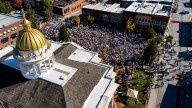 Drone video: 'No Kings 2.0' rally fills downtown…