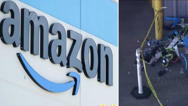 Dos drones de delivery de Amazon se estrellaron contra una grúa de construcción: así quedaron tras el impacto