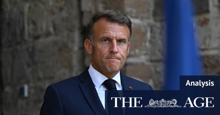 French President Emmanuel Macron wanders alone by the Seine as his grip on power slips away