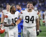 Browns Mason Graham active for Dolphins game despite suffering knee injury Thursday but RT Jack Conklin inactive