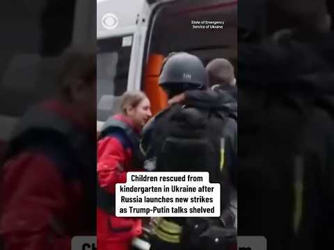 Children rescued from kindergarten in Ukraine after Russia launches new strikes #shorts