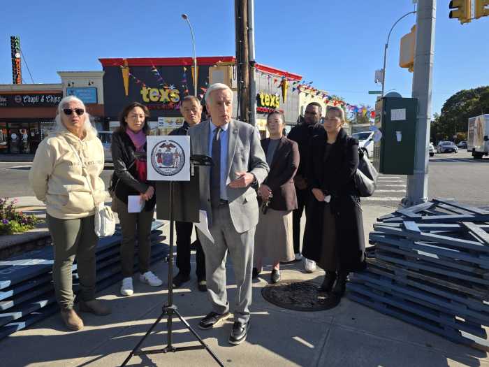 Elected officials denounce gun violence in schools and call for action at site of Hollis Hills shooting