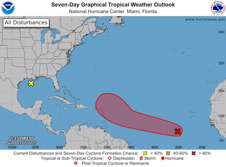 Hurricane center raises odds that Atlantic tropical depression will form