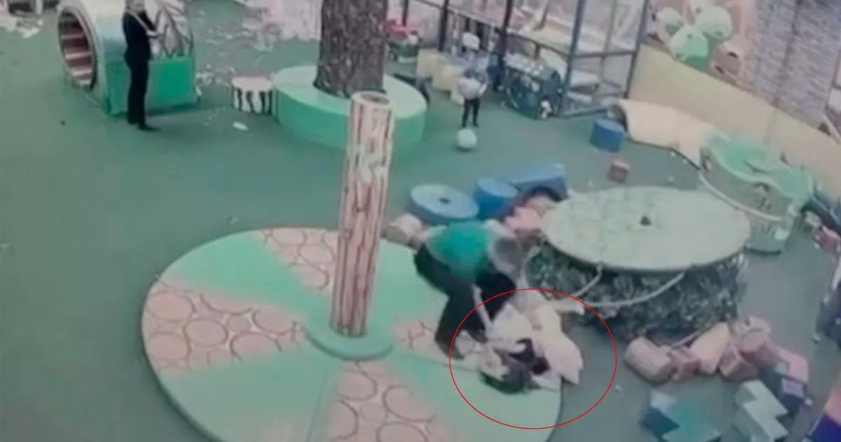 Playground horror as ride falls apart and COLLAPSES onto six