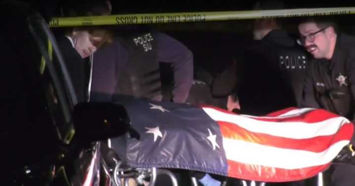 Two body bags draped with US flags found after residents hear 'two bangs'