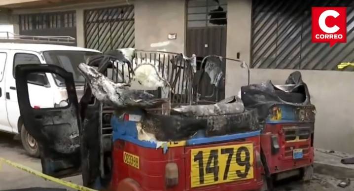 San Martín de Porres: Delincuentes incendian dos mototaxis en presunto ataque extorsivo