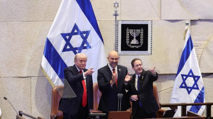 Today, skies are calm and guns silent, says Trump at Israeli parliament