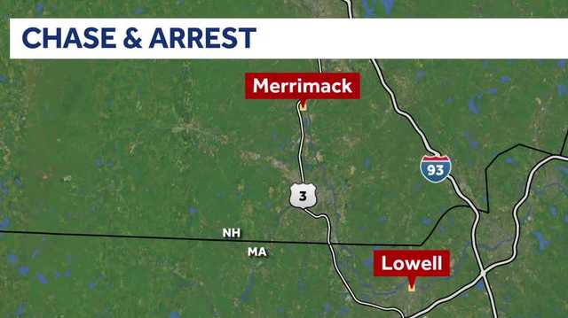 Massachusetts man arrested after high-speed chase from Lowell to Merrimack, state police say