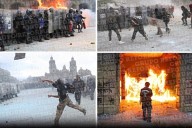 Agreden encapuchados a policías, vandalizan, saquean...