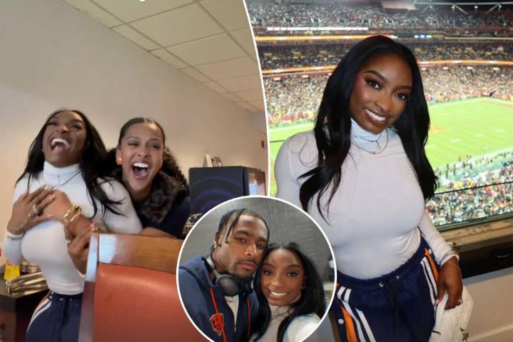 Simone Biles goes wild as husband's Bears win in dramatic fashion