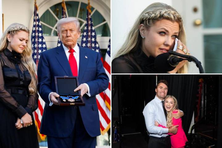 Trump honors late Charlie Kirk with Medal of Freedom as widow Erika reveals his likely presidential bid
