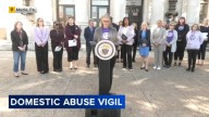 Delaware County officials hold vigil outside courthouse in Media, Pennsylvania for survivors, victims of domestic abuse