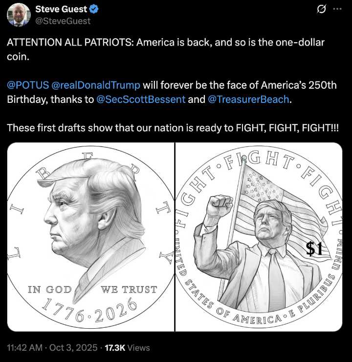 Trump $1 coin proposed for America’s 250th anniversary