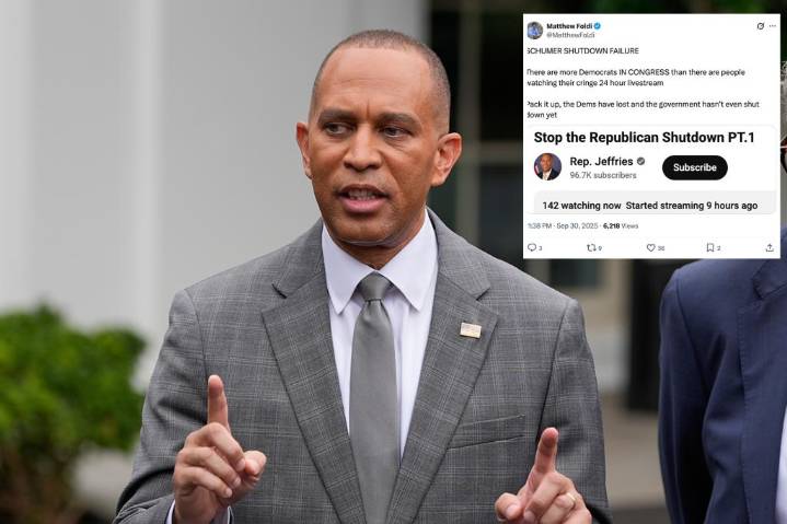 Dems mocked after gov't shutdown livestream tanks: 'Party of 18% approval and sinking'