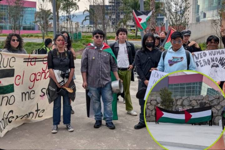 Pachuca: protestan en el Parque Cultural Hidalguense por la liberación de Palestina