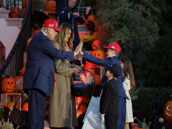 US President Donald Trump, First Lady Melania Trump celebrate Hal