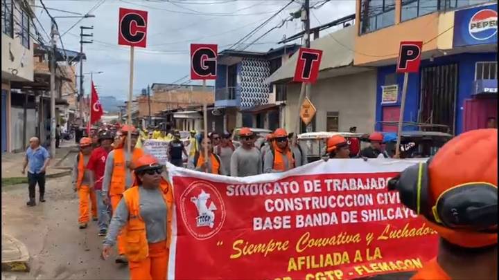 Tarapoto: Trabajadores de Construcción Civil realizaron jornada de protesta para exigir incremento en tabla salarial