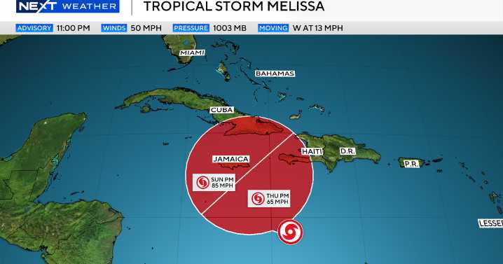 Will Tropical Storm Melissa impact South Florida? See its projected path.