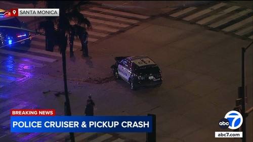 2 Santa Monica police officers, pickup truck driver injured in crash