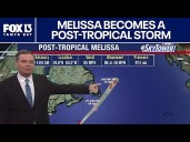 Melissa becomes a post-tropical storm