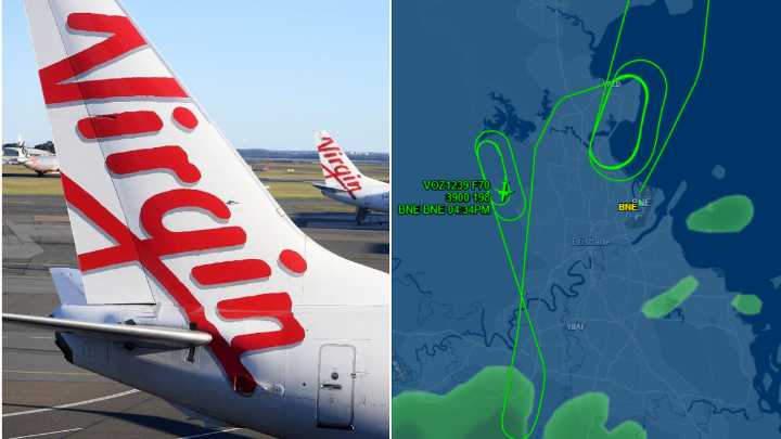 Virgin Australia plane circles Brisbane before turning back after mid