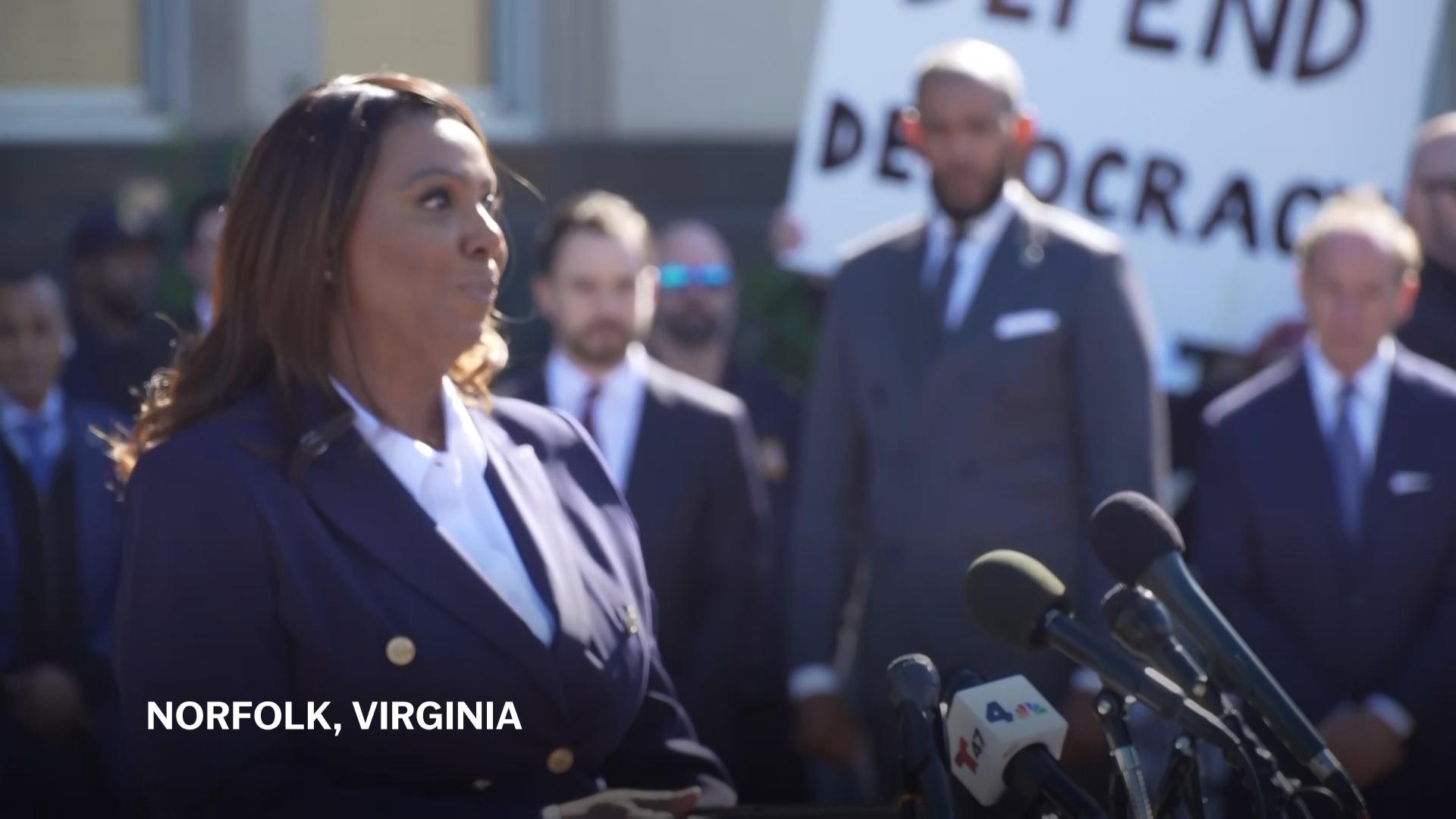 AP Explains: A defiant Letitia James pleads not guilty in a packed Virginia courthouse