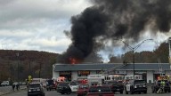 Firefighters are battling a fire in Waterbury