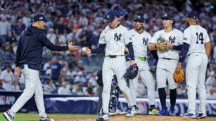 Yankees’ Luke Weaver reacts to choking away Game 1 vs. Red Sox