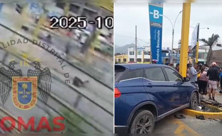 Grave accidente en Comas: vehículo choca con moto policial y deja tres heridos cerca a la estación Belaunde del Metropolitano
