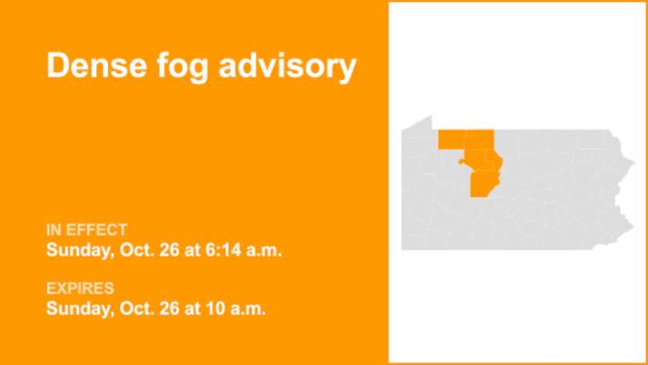 North Central Pa. under a dense fog advisory until Sunday morning