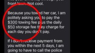 'More than enough room': Woman sends wild text to neighbour demanding they pay for towing her daughter's car after she parked over their driveway