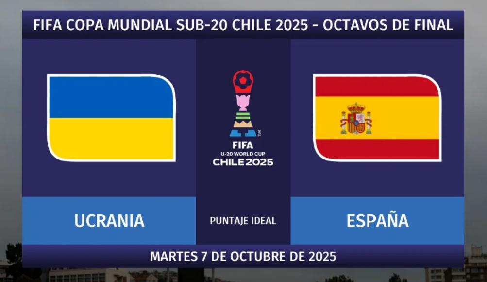 España vs Ucrania Sub 20: Hora, canal y detalles del primer duelo de octavos del Mundial Chile 2025