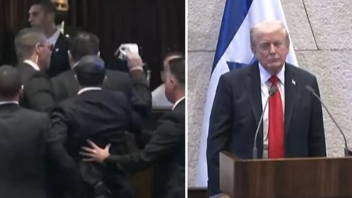Dos políticos interrumpen a gritos el discurso de Donald Trump en el Parlamento israelí
